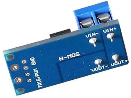 5 Piece 400W Dual High Power MOSFET Trigger Switch Drive Module with 15A Continuous Current, showing input and output terminals.