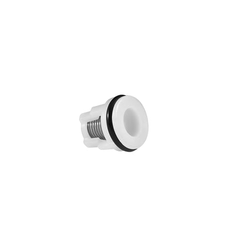 White plastic check valve insert with black O-ring for AR Annovi Reverberi pressure washer pumps