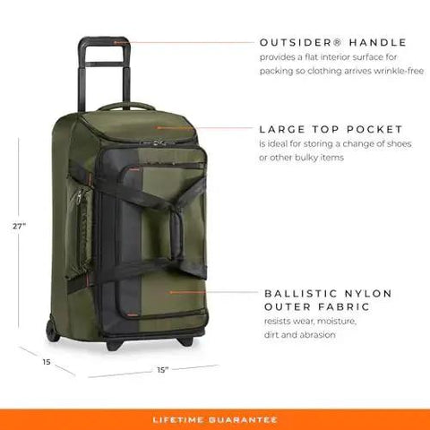Do It All 27 Inch Medium Upright Duffle With Wheels Softside Checked Luggage Hunter ZDX Collection For Men And Women