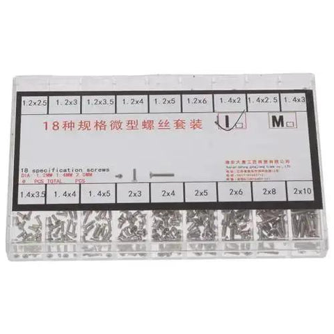 Stainless Steel Silver Micro Screws Set for Glasses and Watches, Metric Tiny Screws M1.2 M1.4 M2.0 assortment kit in box
