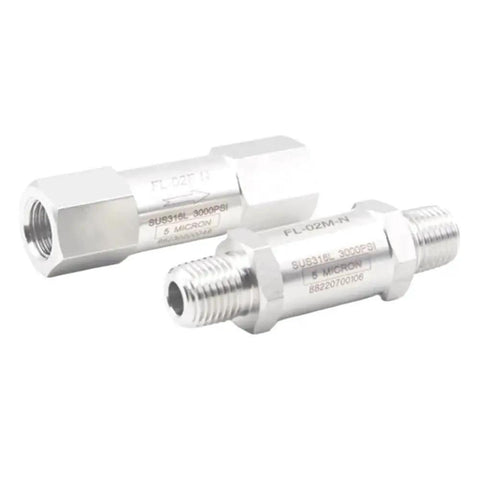 316 Stainless Steel Go-To In-Line Filter For High Pressure Systems 3000 PSIG Male NPT Threads With 3 Eighths To 1 Half Inch Connections