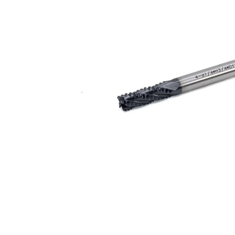 Roughing End Mill For Milling Metal Steels With HSS Square Nose 4 Flute Fine Tooth Bit 1 Quarter Inch Shank And 3 Quarter Inch Flute Length For High Efficiency Material Removal JESTUOUS, side view.