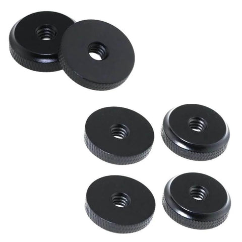 Five Pack Thumb Nuts With One Quarter Twenty Thread Female Screws Knurled Lock Nuts for camera mounts and tripods, black