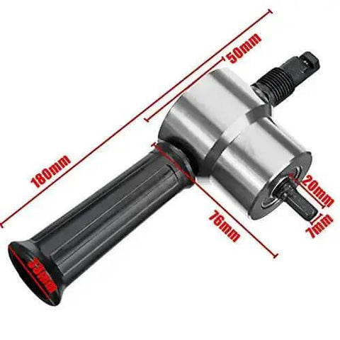 Heavy Duty Double Head Metal Sheet Nibbler Cutter And Hole Saw Drill Attachment with two head design and handle dimensions