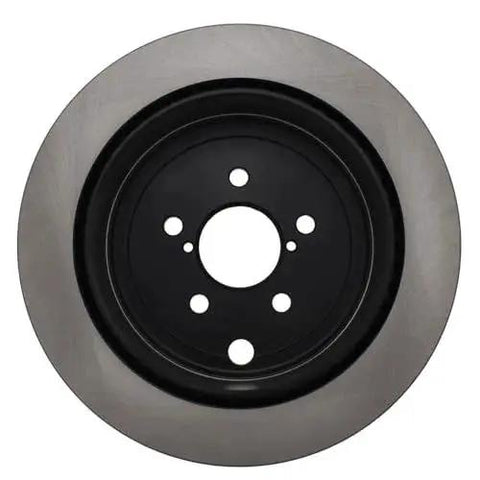 Front view of Centric Premium 120.47031 rear brake rotor; metal disc with black center hub and five lug holes
