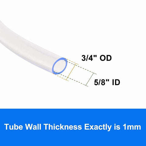 QuQuyi clear PVC vinyl tubing, 5/8 in ID x 13/16 in OD, low-pressure, BPA-free, 9.84 ft length