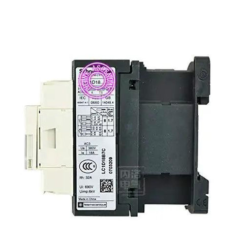 Beefy 110V AC Contactor For Industrial Motors, 18 Amp Coil, Series LC1D LC1D18 And LC1D18F7 Compatible, side view