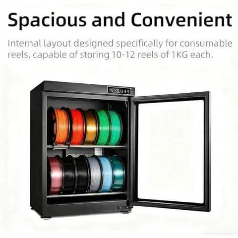 3D Printer Filament Dryer Box For Anti Moisture Storage, Humidity Range 15 To 60 Percent, Holds 10 To 12 Rolls Of 1Kg Filament