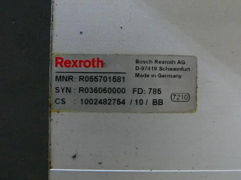 Label on a Single Pre-owned Robotic Linear Unit, Precision Automation Guide Rail with Slide Block from Bosch Rexroth
