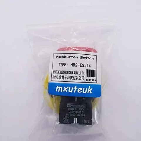 Red 22mm Mushroom Emergency Stop Push Button Switch 2NC Latching With Panel Mount 660V AC 10A 2 Pack in packaging