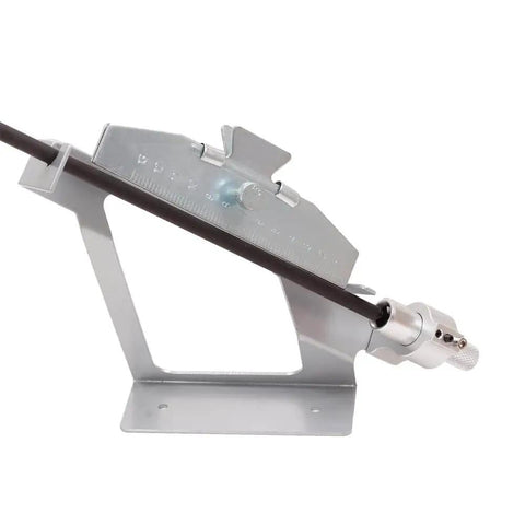 Side view of Durable Stainless Steel Magnetic Fletching Jig Kit For Arrows With Quick Clamp Easy Setup And Adjustable Pro Grade 3 Or 4 Fletching Options DIY Arrow Vanes Jig Tool, showing the magnetic clamp and adjustable features.
