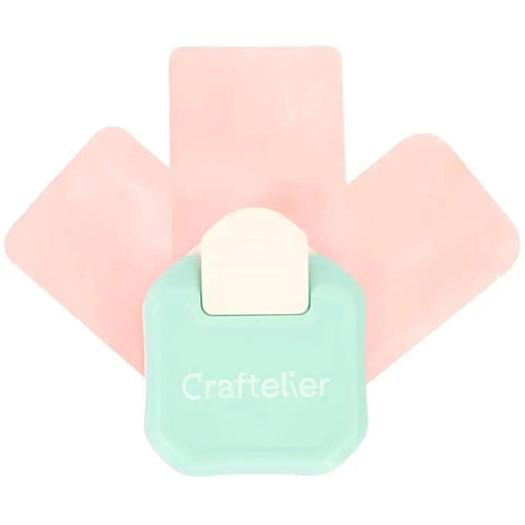 3 In 1 Corner Rounder Punch For Scrapbooking And Card Making With Three Radius Settings 0.157, 0.276 And 0.394 Inch, shown with pink cards