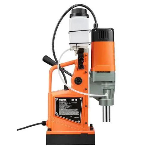 Side view of Powerful Magnetic Drill Press For Heavy Metal Drilling With 1550W Copper Motor 2922 Lbf Electromagnet.