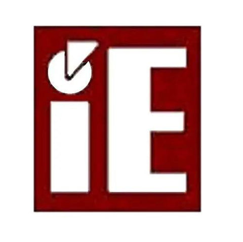 Red logo featuring white lowercase 'i' and uppercase 'E' with a circular design element.