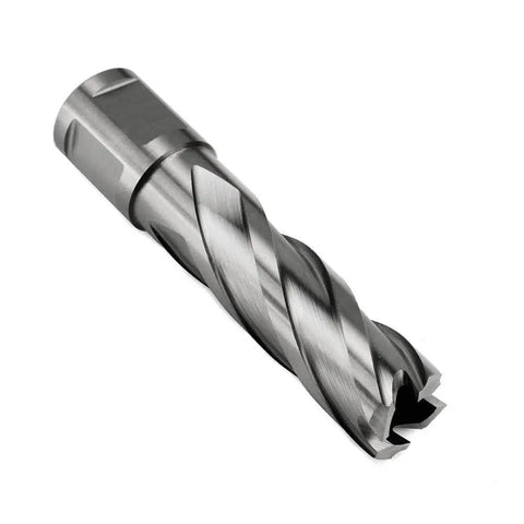Beast Mode Eleven Sixteenths Inch Annular Cutter For Magnetic Drill Press With Two Inch Depth Of Cut And Three Quarter Inch Weldon Shank Two Flats Pilot Pin Heavy Duty Pro Grade Cutting Bit OSCARBIDE, front view