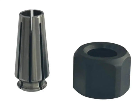 One Eighth Inch Collet And Nut Assembly With Socket Head Black Steel Zinc Coated Replacement Part For Heavy Duty Machining