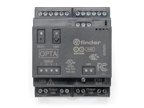 Front view of Industrial-Grade IoT Controller with RS485 Communication, Digital IO and Analog Inputs, Modbus Support, rugged enclosure.