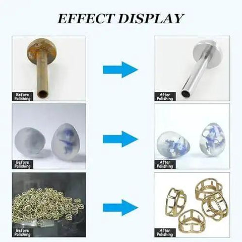 Effect display of metal parts before and after polishing using Heavy Duty Vibratory Tumbler Bowl For Metal Polishing And Finishing.