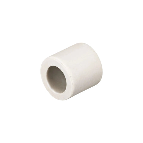 Ceramic tube insulator, 8mm diameter, white ceramic, single bore for electronics wiring insulation