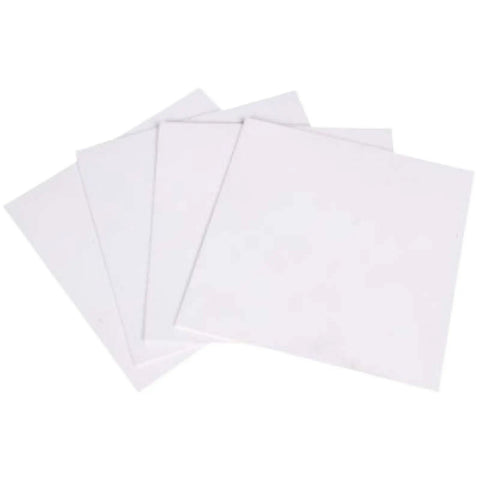 Thin White PVC Board Shim Square Backing Plate Sheet 0.2mm 0.4mm 0.8mm 1mm Pack Of 10 stacked on a surface.