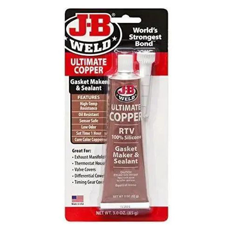 Copper High Temp RTV Silicone Gasket Maker And Sealant For Auto And Industrial Use With Continuous Up To 550F And Intermittent Up To 650F 3 Oz Tube Tough As Nails Seal For Gaskets in packaging