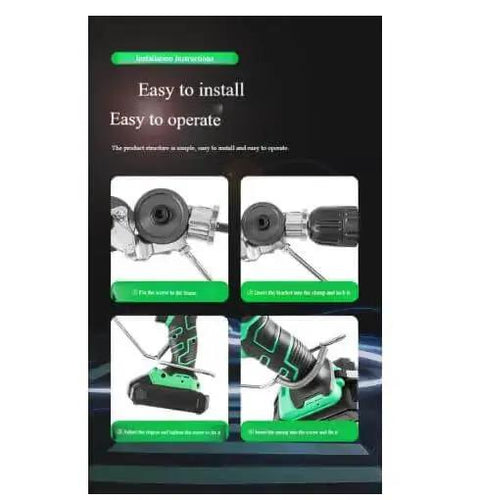 Installation guide for Electric Drill Sheet Metal Cutter Attachment with Pro Grade Titanium Gear Transmission and Heavy Duty High Carbon Steel Hexagon Handle.
