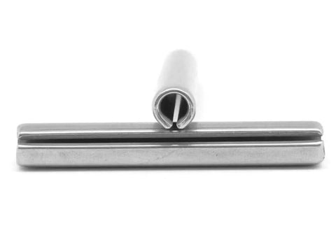 Front view of 3/16 Inch By 1-1/2 Inch Stainless Steel 420 Roll Pin Spring Pin Pack Of 100 For Heavy Duty, Secure Fastening In Machinery, Automotive, And DIY Projects, Built Tough With Precise Fit