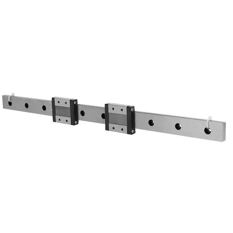 Miniature Linear Guide Rail 24mm Wide With Two Slide Blocks For Pro Grade And Smooth Motion Control In CNC Machines Automated Lines Lab Equipment And Precise Measuring Systems, showing detailed front view of rail and blocks.