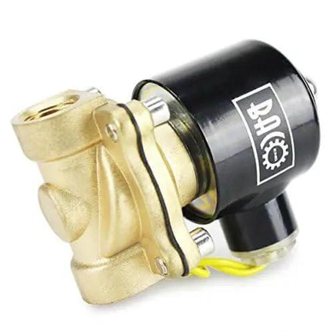 3/8 Inch Brass Electric Solenoid Valve, 12V DC Normally Closed, NPT Thread, 3/8 Pipe Size, Durable Brass Body for Water or Air Lines