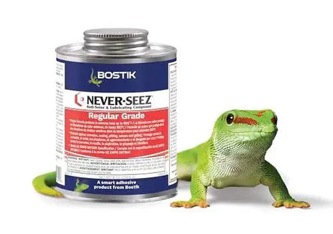 Bostik Never-Seez Regular Grade anti-seize and lubricating compound with lizard figurine