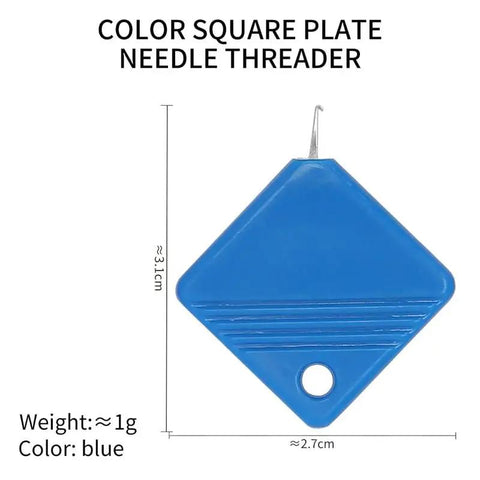 Ultimate 5Pc Blue Universal Square Needle Threader Kit For Sewing Machines And Hand Use Durable Metal Tool in blue color.