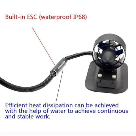 Beefed Up 12 To 16V Underwater Thruster U2 Set with Brushless Motor for Fishing Boats and ROVs, IP68 waterproof ESC visible
