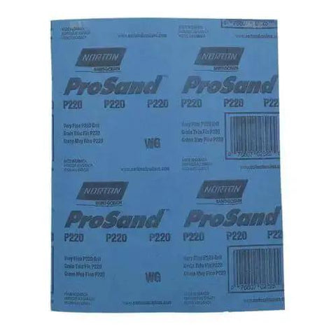 ProSand 11 Inch By 9 Inch Sanding Sheet 220 Grit Very Fine Aluminum Oxide Abrasive With Durable Paper Backing, blue sheet close-up