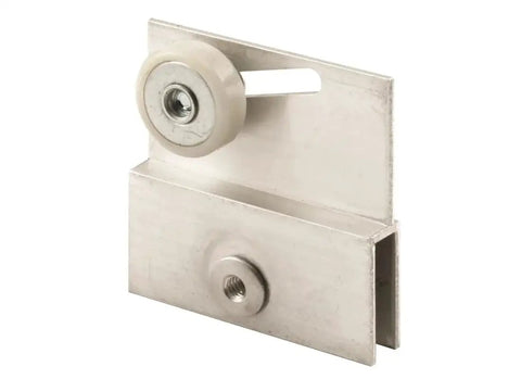 Frameless Sliding Shower Door Top Bracket With Three Quarter Inch Roller, Flat Plastic Wheel And Two Steel Ball Bearings, Aluminum Bracket For Glass Doors With Pre Drilled Holes, One Quarter Inch Inside Channel, Pack Of One