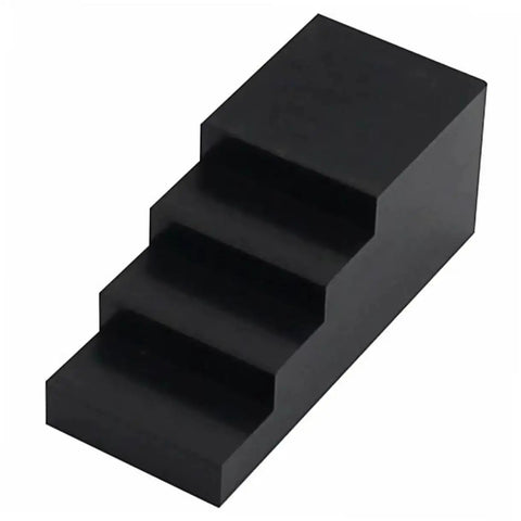 Mobestech motorcycle hub nut tool, black plastic stepped wedge block for cam/crank bolt installation (side view)