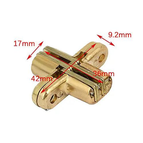 Gold Hidden Cross Hinge Set For Folding Wooden Tables And Cabinets With 180 Degree Invisible Action Rustproof Zinc Alloy