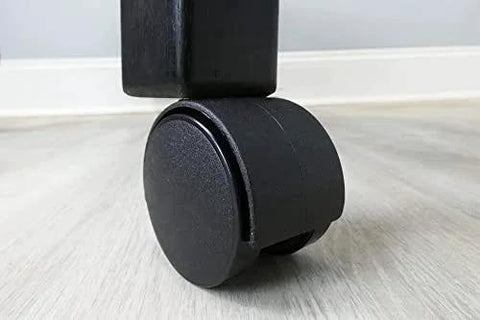 2 Inch Twin Wheel Office Chair Caster With Friction Stem Mount, Five Sixteenth Inch Stem Diameter, Black installed on furniture