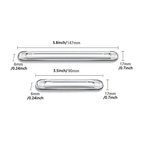 Clear Silicone Furniture Bumpers Set 8 Pcs Self Adhesive Protectors For Doors with dimensions in inches and mm.