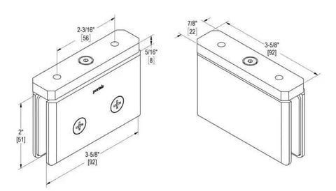 Diagram of Heavy Duty Pivot Hinge Built Tough For Glass Shower Doors One Half Inch Thick Up To 36 Inches Wide 145 Lb Capacity