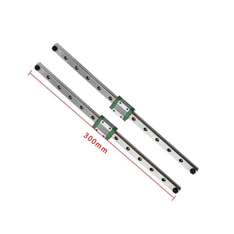 Dual 300mm Y Axis Linear Rail Guide Kit MGN12H for Ender 3 V2 and Pro, shown side by side, with measurements