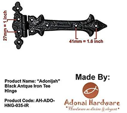 Antique Cast Iron Strap T Hinge 7.9 Inch Two Pack Matte Black For Barn Doors Gates Kitchen Cabinets Sheds Wooden Box Furniture