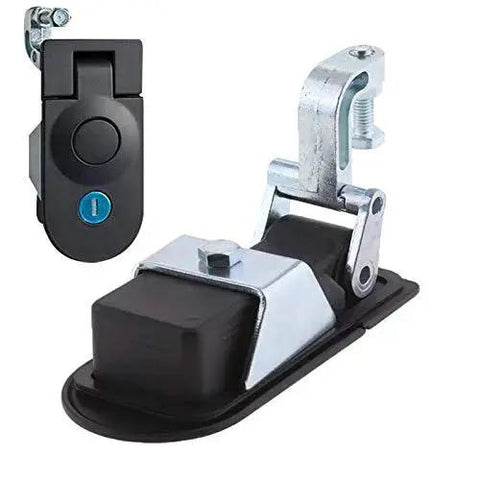 Two Piece Sealed Compression Latch Flush Mount Trigger Lever Locking Black with zinc alloy body and steel components.