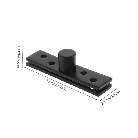 2-Piece Stainless Steel Hidden Pivot Hinges for Concealed Doors and Cabinets, black finish, dimensions shown
