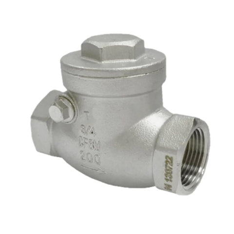 Swing check valve, Amazon AF Hydro SS316, 3/4 inch NPT, metal seat, 200 PSI.