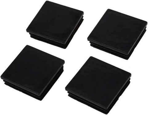 100 Pack 1 Inch Square Plastic Tube End Plugs For 1 Inch Outside Diameter Square Tubing, four black durable chair glide caps shown