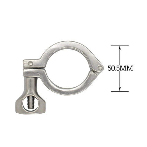 Stainless steel 1.5 inch tri-clamp ferrule with wing nut, 50.5 mm height
