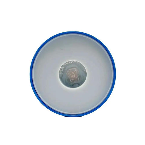 Blue Teflon Thread Tape One Half Inch 1429 Series PTFE Pipe Thread Sealant Tape in roll, top view showing interior