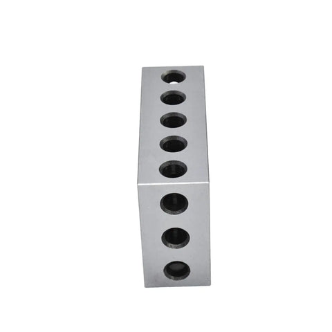 Side view of one block from 2 Pack 2 4 6 Machinist Blocks With 23 Holes Matched Pair Precision Set Up Blocks For Milling Machines.