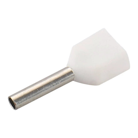 Twin Insulated Ferrule Crimp Connectors For Heavy Duty 22 AWG 0.5 MM2 Copper Wire Pin Cord End Terminals TE0508 White