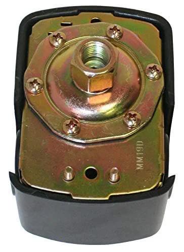 Merrill MPS4060 water well pressure switch, 40–60 PSI, 1/4 in NPT, NEMA 1, metal top, black base, front view